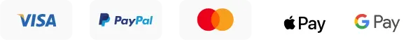 Visa, PayPal, Mastercard, Apple Pay, Google Pay